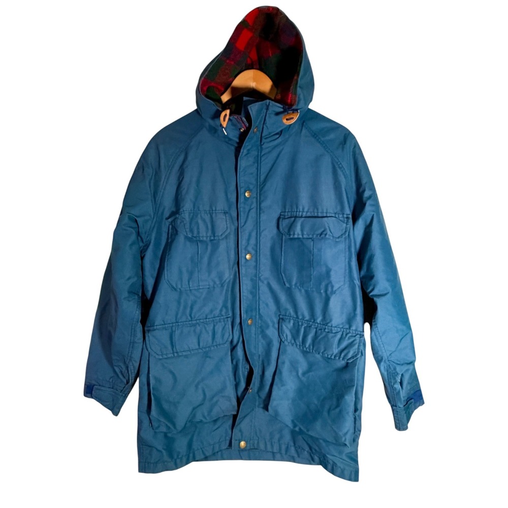 Vintage Woolrich 80's Men's Full Zip Wool Lined Field Jacket Blue Medium